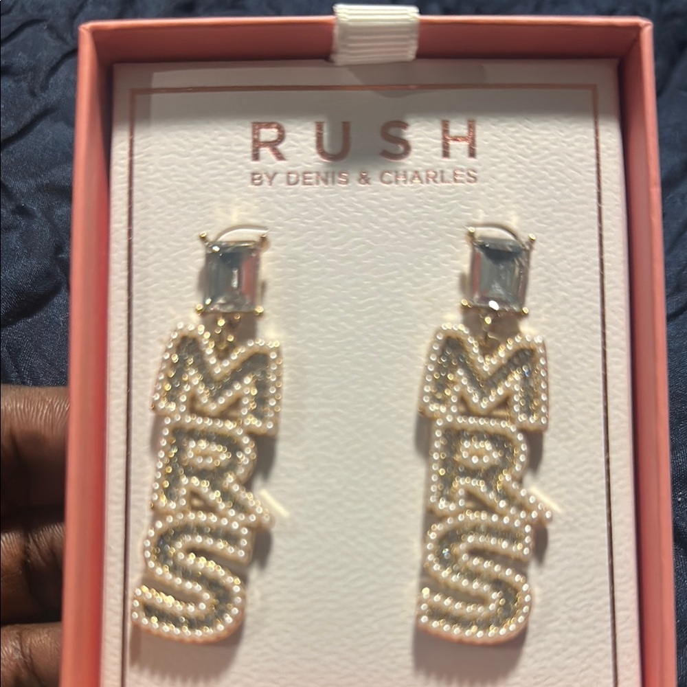 Gold and White Statement Earrings with Crystal Embellishments